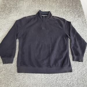 IZOD Sweatshirt Mens 2XLT Black Pullover 1/4 Zip Heavyweight Fleece Cotton